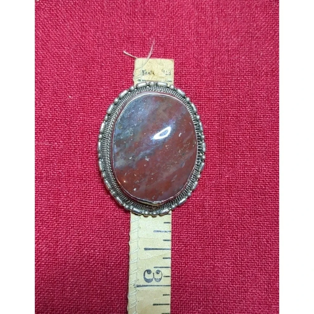 Vintage Eleganté Silver Tone And Red Jasper Dress‎ Clip
